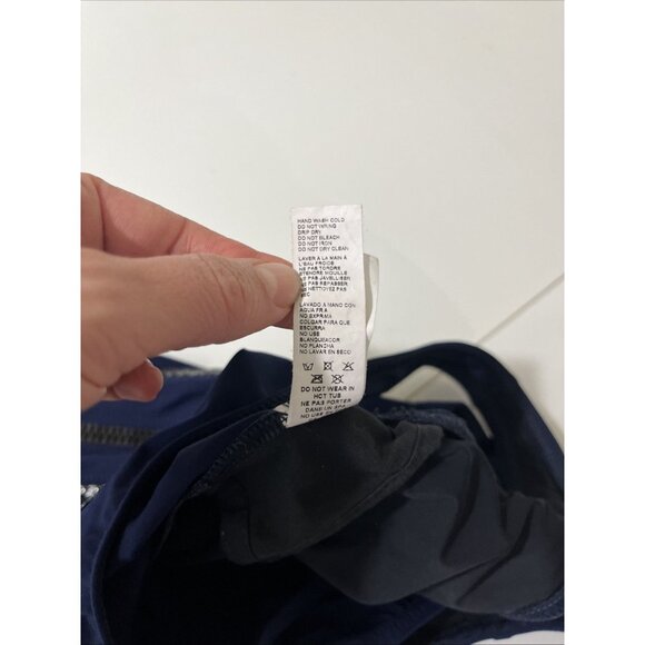 Karla Colletto Navy Blue & Black One Piece Zip Bathing Suit Women's Size 6 - Picture 8 of 9